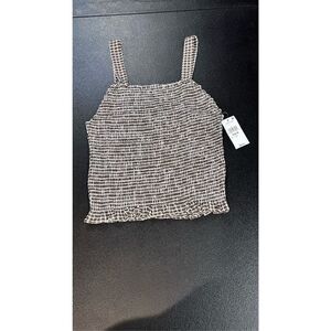 Sanctuary Womens Westside Checked Smocked Tank Top Chocolate Sz Medium NWT P1-73